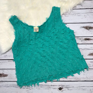 Awesomewear Teal Tassle Cotton Crop Top
